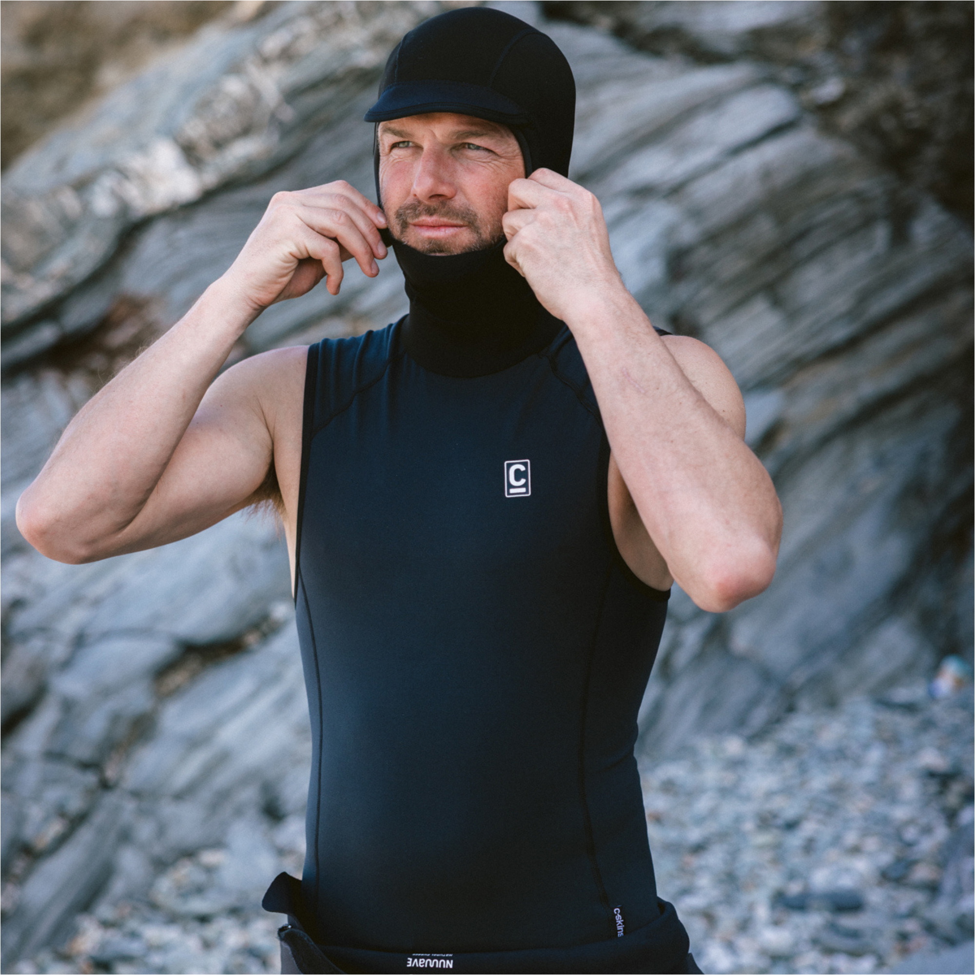 2025 C-Skins Mens Thermal Skins Hooded Vest C-HDIMHC - Black